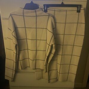 Tahari Cream and Black Knit Two Piece ensemble